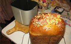 Бездрожжевой кулич с цукатами в хлебопечке