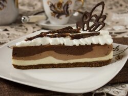 Трехслойный чизкейк с шоколадом