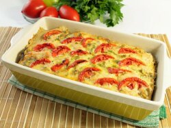 Куриное филе с овощами и сыром запеченное в духовке