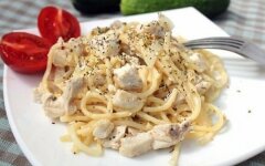 Спагетти с курицей в сливках с прованскими травами