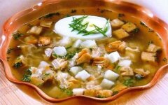 Окрошка с грибами и горчицей