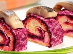 Сельдь под шубой в тонком лаваше