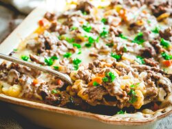 Запеканка с фаршем и овощами под сыром в духовке