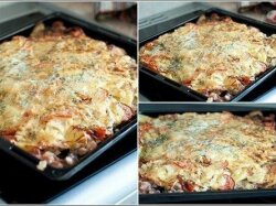 Свинина под шубой с помидорами