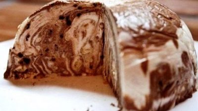 Десерт-желе с творогом и печеньем