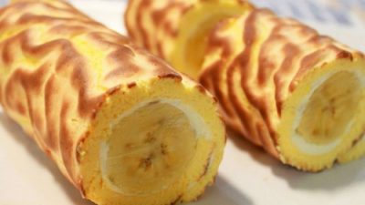 Домашний сливочный рулет с бананом