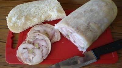 Домашняя куриная ветчина с чесноком