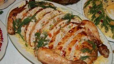 Фаршированная курица с сыром и ветчиной