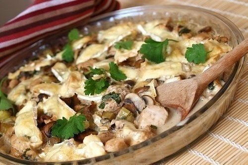 Фарфалле Grand Di Pasta в сливочном соусе с курицей и грибами