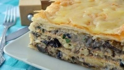 Горячий пирог «Наполеон» с картофельно-грибным кремом