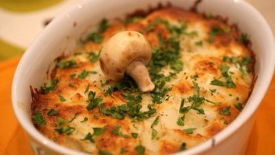 Грибная запеканка под сыром