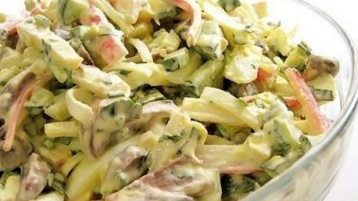 Грибной салат «Аленка» с крабовым мясом