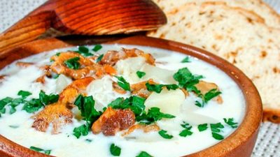 Грибной суп со сливками и картофелем