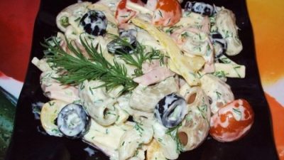 Итальянский салат с макаронами и болгарским перцем
