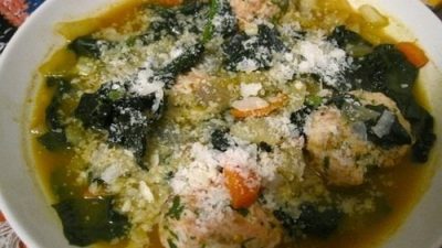 Итальянский свадебный суп с фрикадельками из индейки