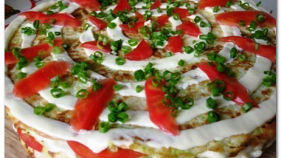 Кабачковый торт с помидорами и майонезом