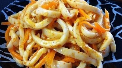 Кальмар с кунжутом по-корейски