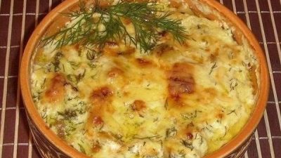 Картофель с грибами и куриным филе в горшочке