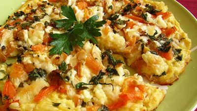 Картофельная пицца с моцареллой и грибами