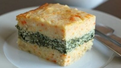 Картофельная запеканка с куриным филе и шпинатом