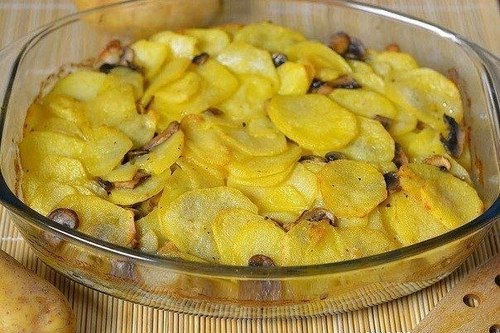 Картошка с шампиньонами со сметаной в духовке: рецепт с фото
