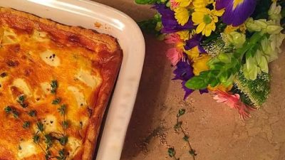 Киш лорен с шампиньонами и сыром Фета
