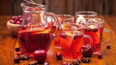 Клюквенный чай с лимоном и корицей