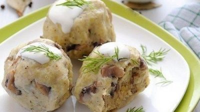 Кнедлики из картофеля с шампиньонами