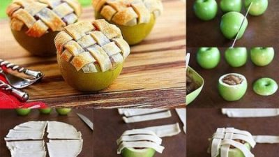 Корзиночки из яблок с творогом