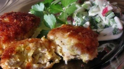 Котлеты из рубленного мяса курицы с сыром