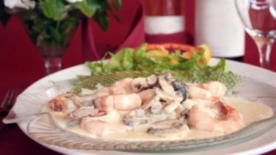 Креветки с текилой в сливках