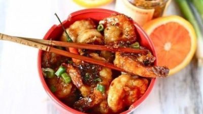 Креветки в апельсиновой глазури с перцем чили