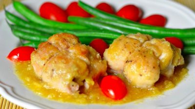 Куриная голень с сыром и ананасом