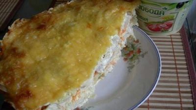 Куриное филе под шубой из овощей