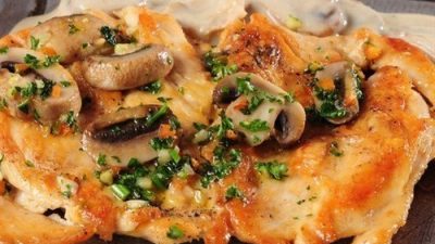 Куриное филе запеченное с сыром и грибами в духовке