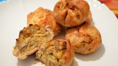 Куриные бомбочки с сырно-грибной начинкой
