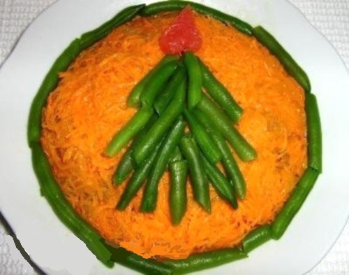Куриный салат со стручковой фасолью и апельсином