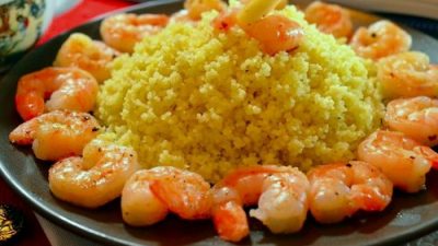 Кус-кус с креветками и чесночным соусом