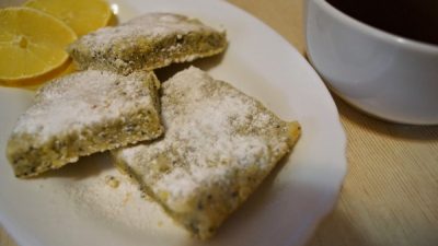 Лимонные квадратики с маком к чаю