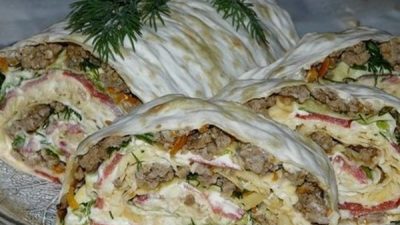 Мясной рулет в тонком лаваше