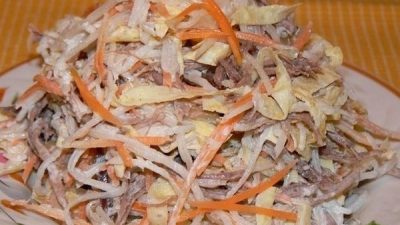 Мясной салат «Загадка» с редькой