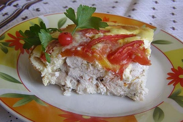 Запеканка из макарон с курицей и помидорами - рецепт автора Ольга