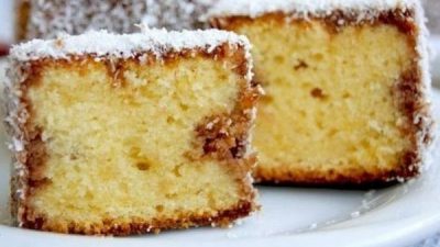 Нежное бисквитное пирожное с кокосом