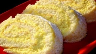 Нежный лимонный рулет к чаю