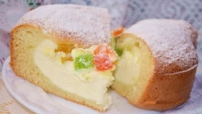 Нежный пирог с творожной начинкой и цукатами