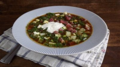 Окрошка мясная на квасе