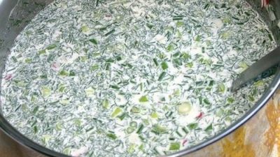 Окрошка на курином бульоне