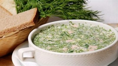 Окрошка на минеральной воде с кефиром