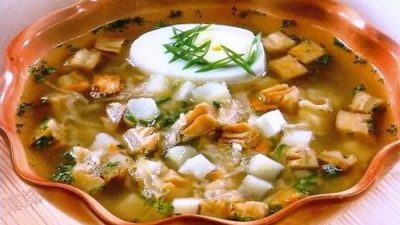 Окрошка с грибами и горчицей