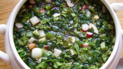 Окрошка с редисом на квасе